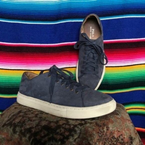 Polo Ralph Lauren Leather Blue Jermain Sneakers - Picture 2 of 8